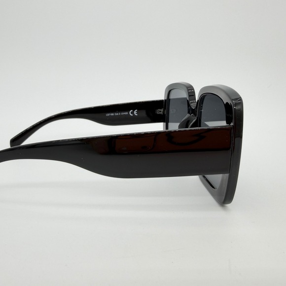 Oversized Square Sunglasses Black Retro Mod Thick Frame LS7180 UV400 Protection - Picture 3 of 8